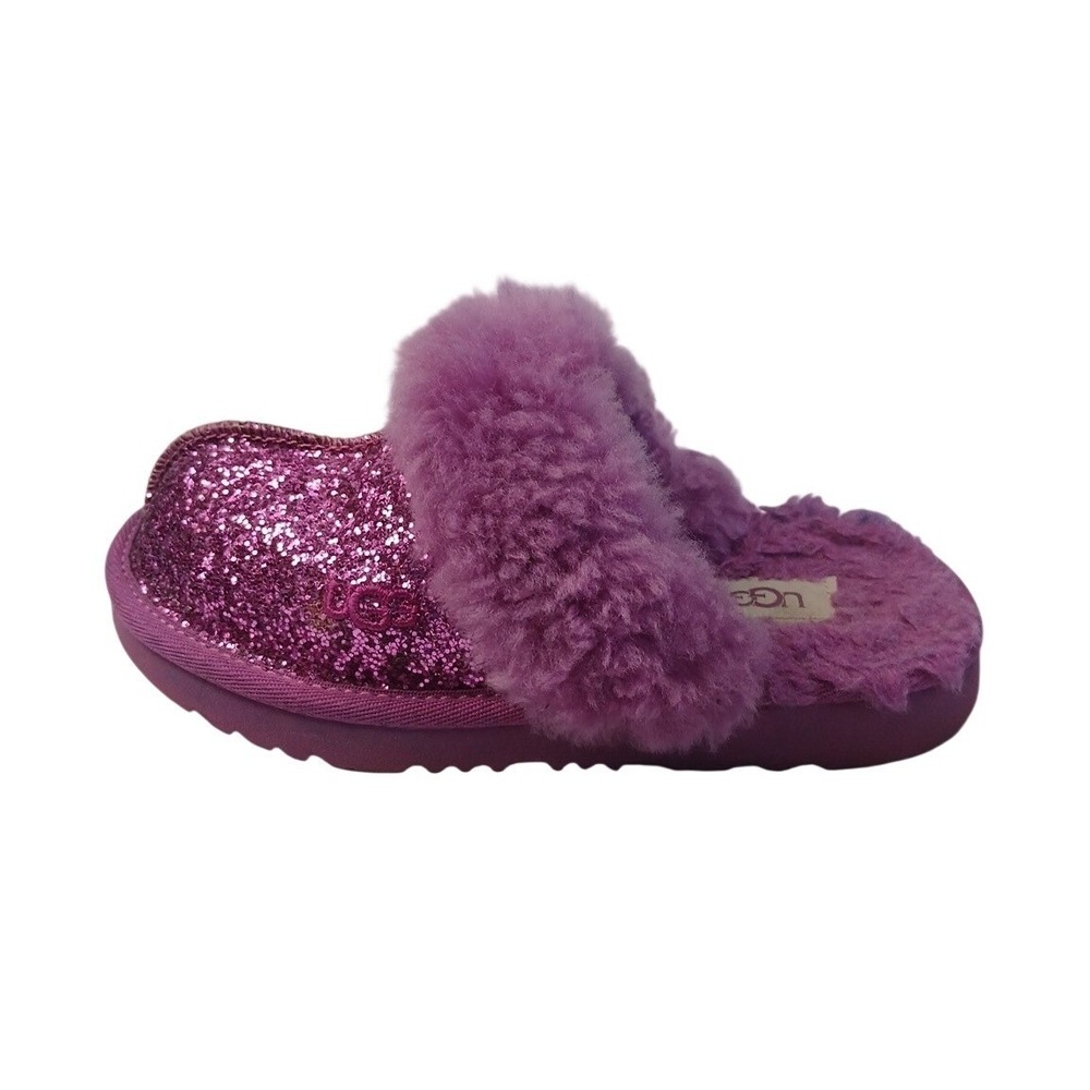 UGG Cozy II Slipper Kids Size 13 Purple Glitter Sheepskin Fur Lined Slip On